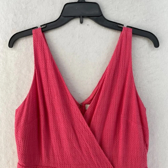 Ana Taylor Loft Dress Women's Sz 10 Pink A-Line V-Neck Textured Pleated Back Zip - Picture 4 of 8